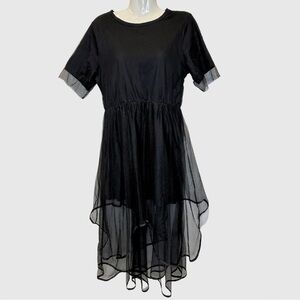 HSTYLE | Black Short Sleeve Layered Tulle Dress